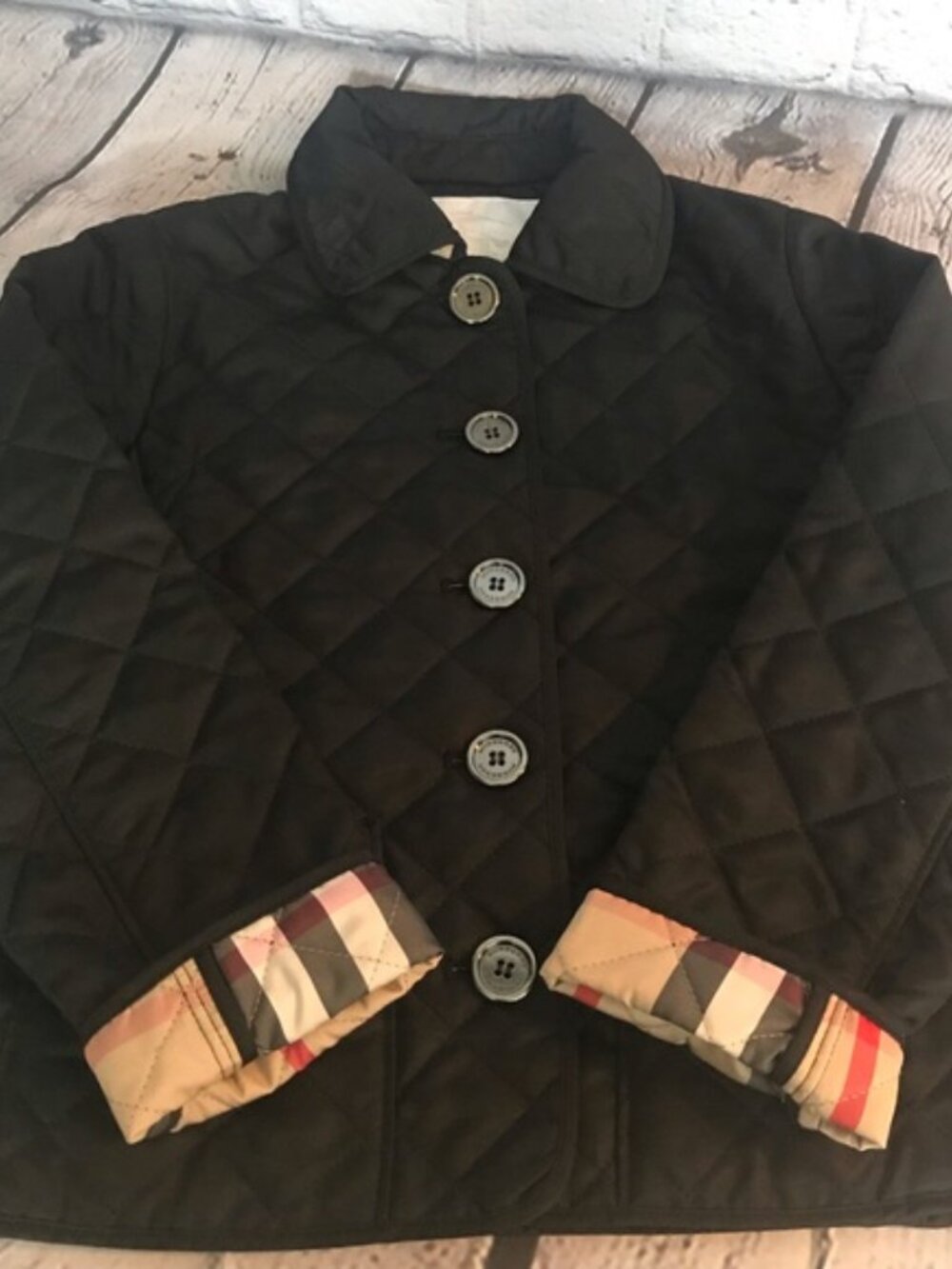Authentic Burberry Diamond Quilted Youth SZ 7 Jacket EUC